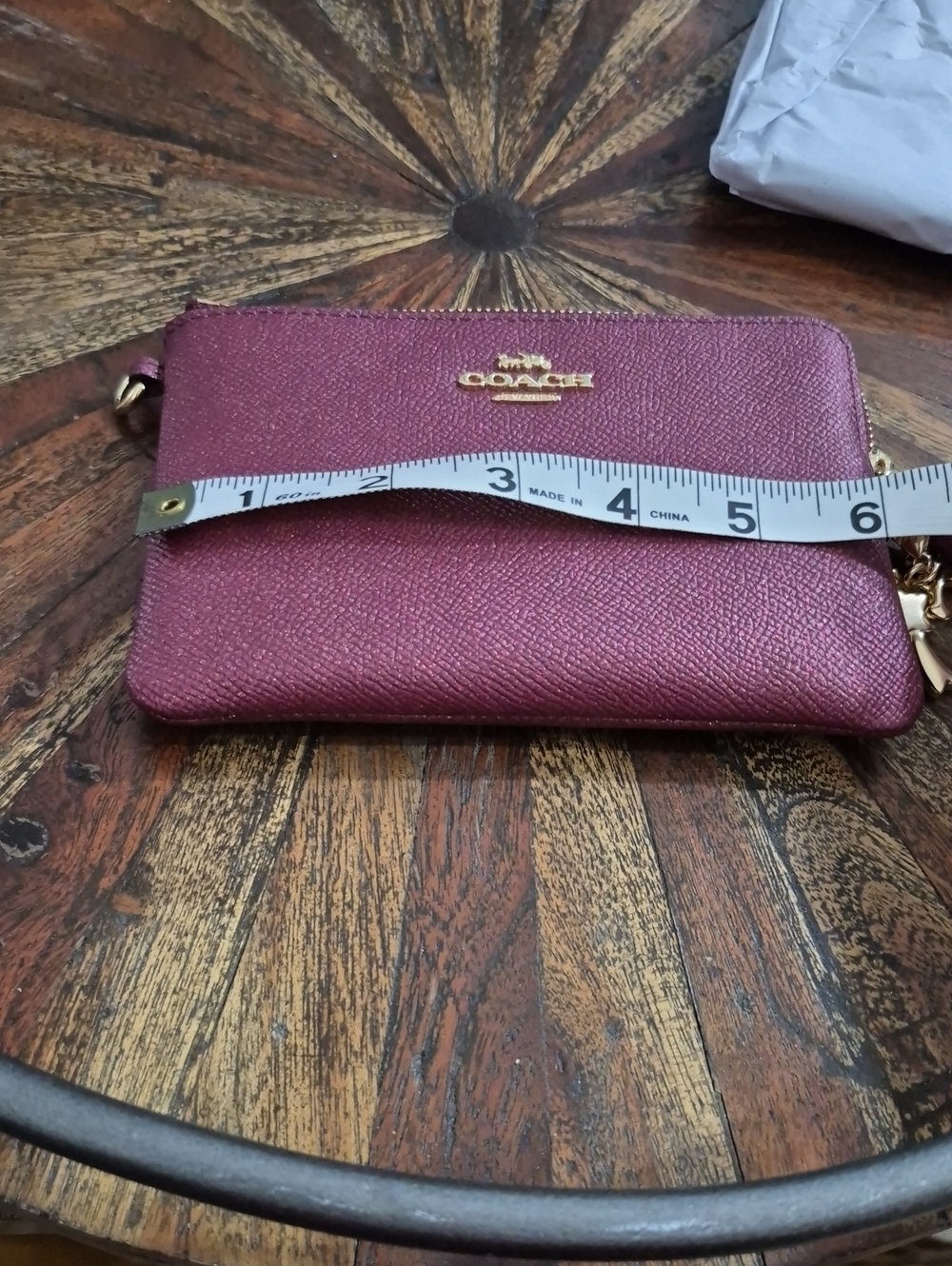 Coach Metallic Plum Leather Wristlet with Gold Hardware. NWOT - Picture 6 of 7